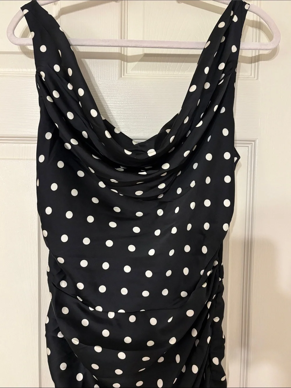 Abercrombie & Fitch Black Polka Dot Cowl-Neck Maxi Dress M Tall